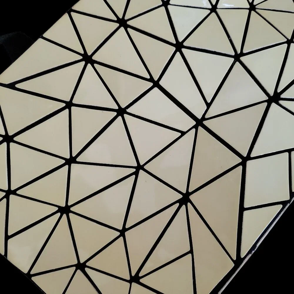 Geometric Folding Triangles Crossbody Bag โ Glossy Beige Triangular Panels - Picture 6 of 8